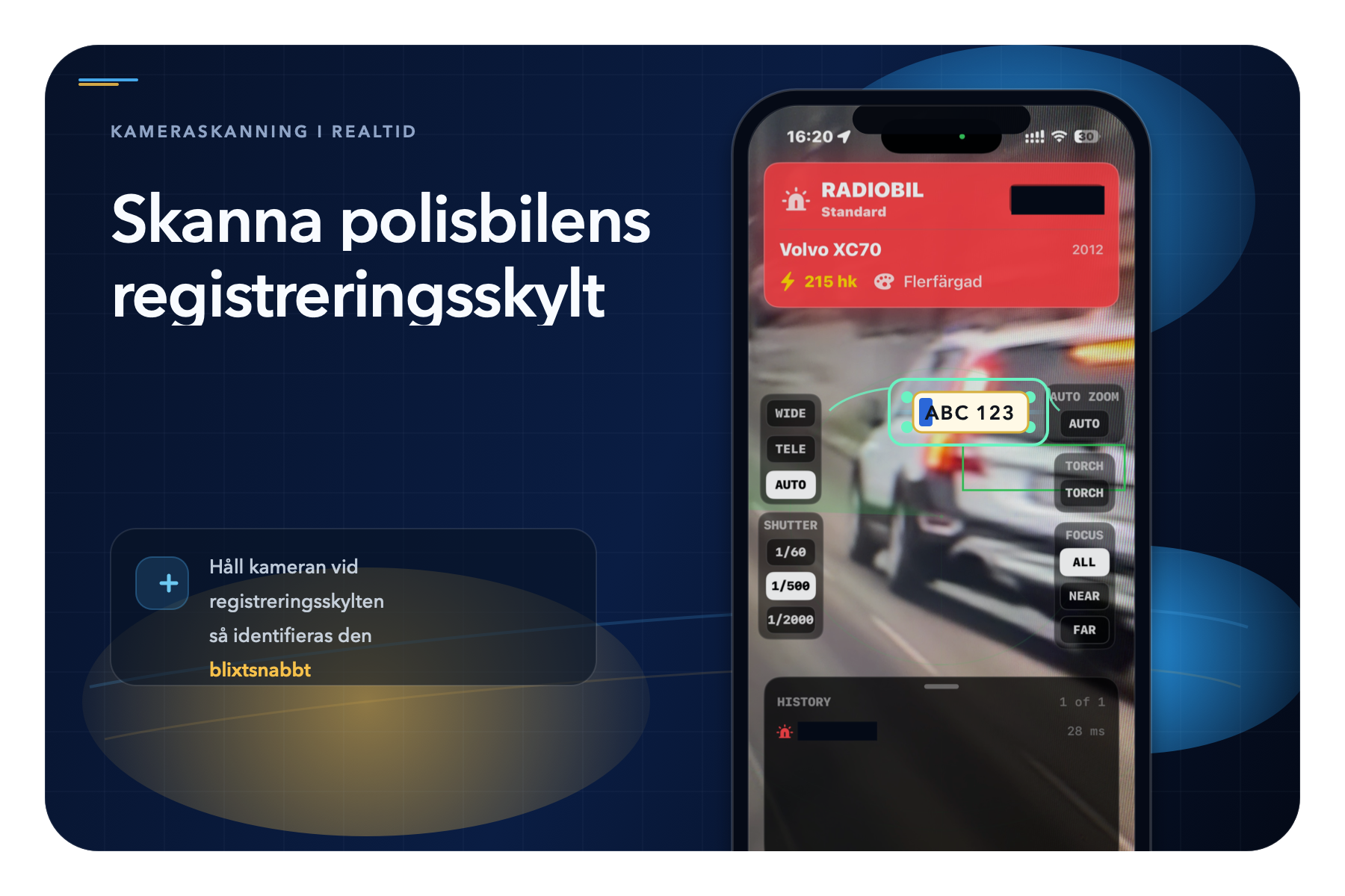 Skanna polisbilens registreringsskylt